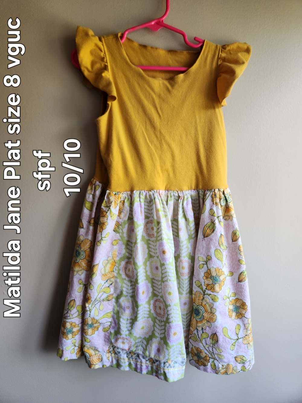 Matilda Jane Mustard Yellow Top with Pastel Floral Skirt Kids Dress